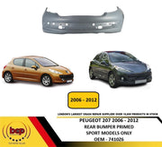 PEUGEOT 207 2006 - 2012 REAR BUMPER PRIMED SPORT MODELS PRIMED BRAND NEW