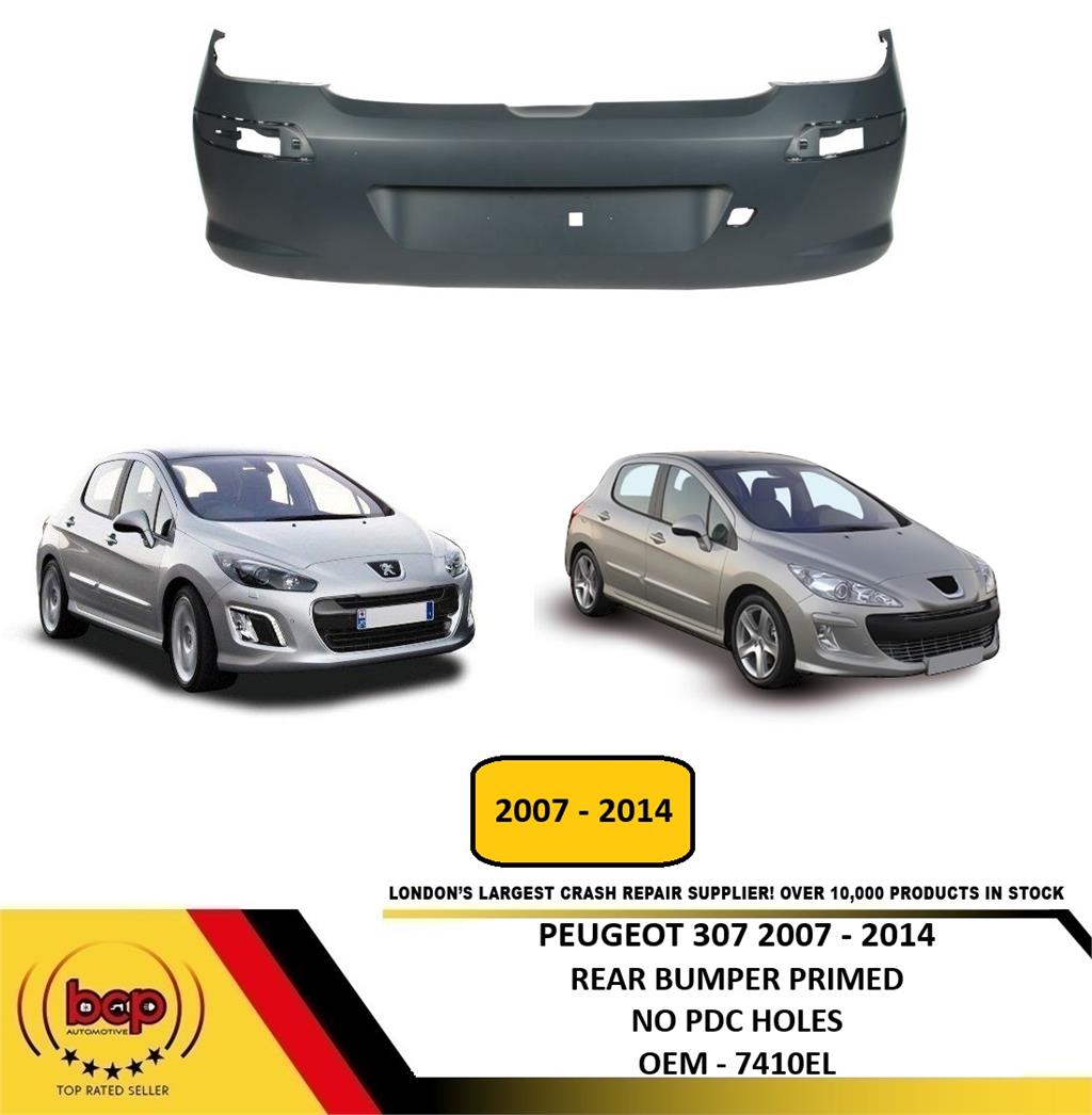 PEUGEOT 308 2007 - 2014 REAR BUMPER PRIMED NO SENSORS HATCH MODELS OEM QUALITY