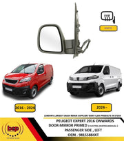 PEUGEOT EXPERT 2016 ON DOOR MIRROR PRIMED ELECTRIC HEATED MANUAL FOLD LEFT HAND