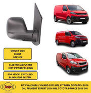 Toyota Proace 2016 ON DOOR WING MIRROR RIGHT DRIVERS SIDE ELECTRIC