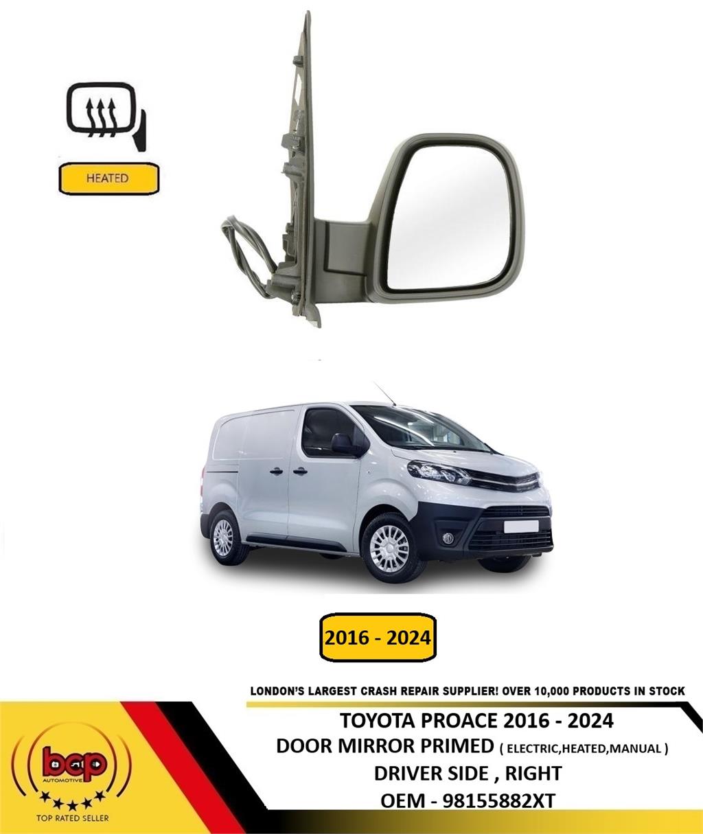 TOYOTA PROACE 2016 - 2024 DOOR MIRROR PRIMED ELECTRIC HEATED MANUAL FOLD RIGHT