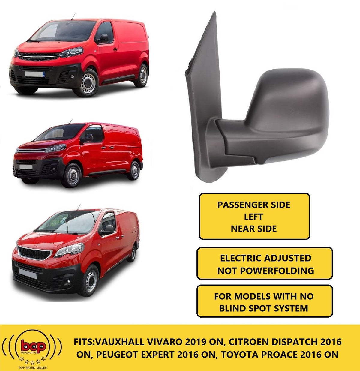 Toyota Proace 2016 ON DOOR WING MIRROR LEFT PASSENGER SIDE ELECTRIC