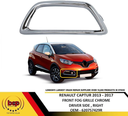 RENAULT CAPTUR 2013 – 2017 FOG CHROME SURROUND FRAME TRIM RIGHT DRIVER SIDE
