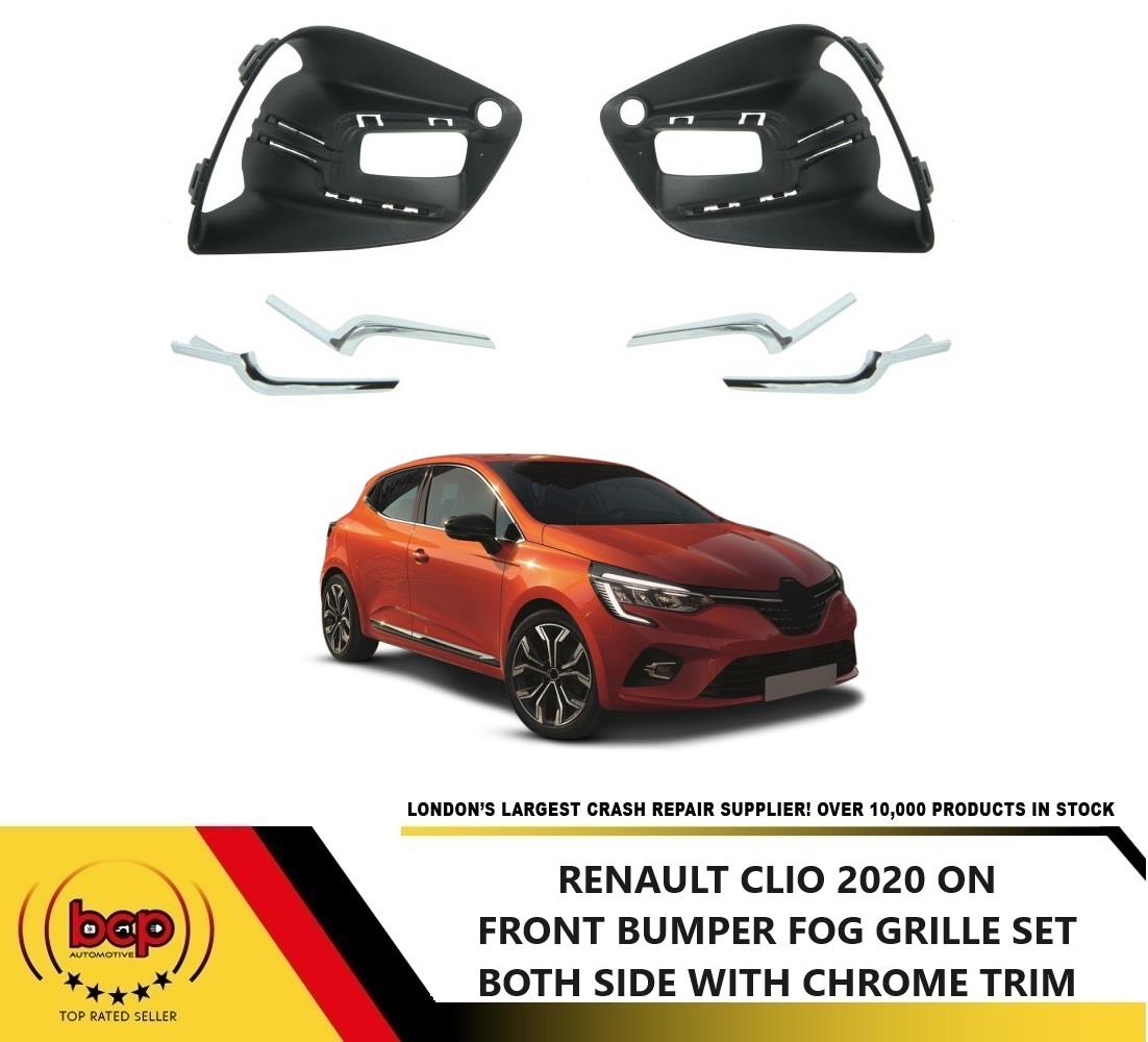 RENAULT CLIO 2019 ON FRONT BUMPER FOG GRILLE WITH CHROME BOTH SIDE LEFT RIGHT
