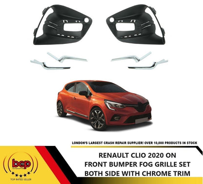 RENAULT CLIO 2019 ON FRONT BUMPER FOG GRILLE WITH CHROME BOTH SIDE LEFT RIGHT