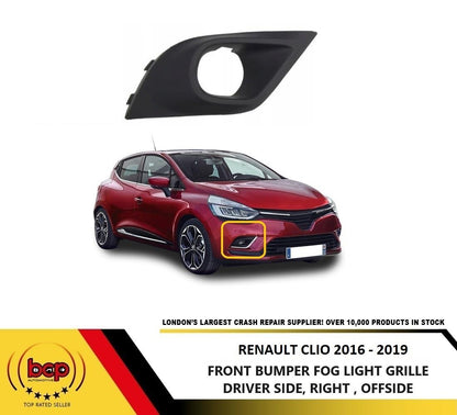 RENAULT CLIO 2016 - 2019 FRONT BUMPER LOWER GRILLE WITH FOG HOLE LEFT PASSENGER