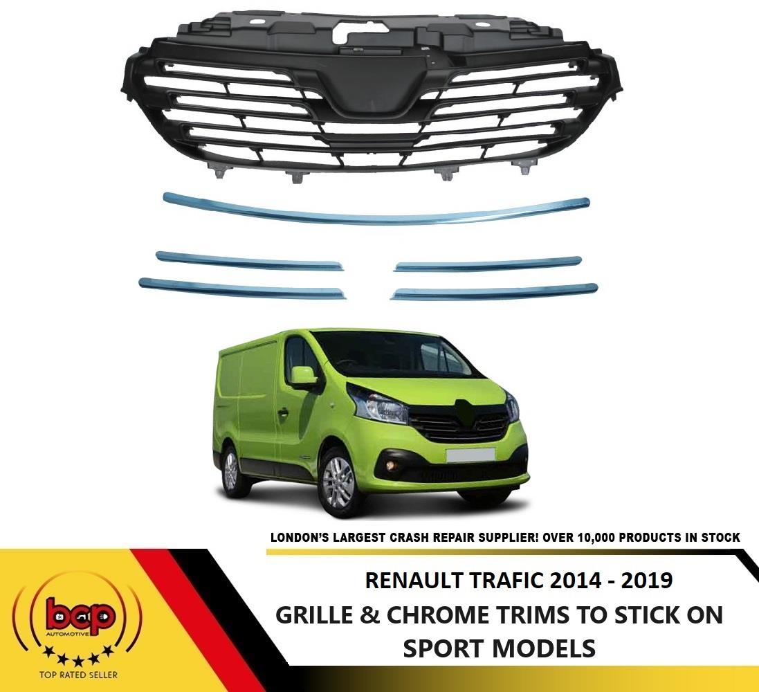 RENAULT TRAFIC GRILLE 2014 - 2019 BLACK WITH CHROME TRIMS TO STICK ON SEE IMAGES