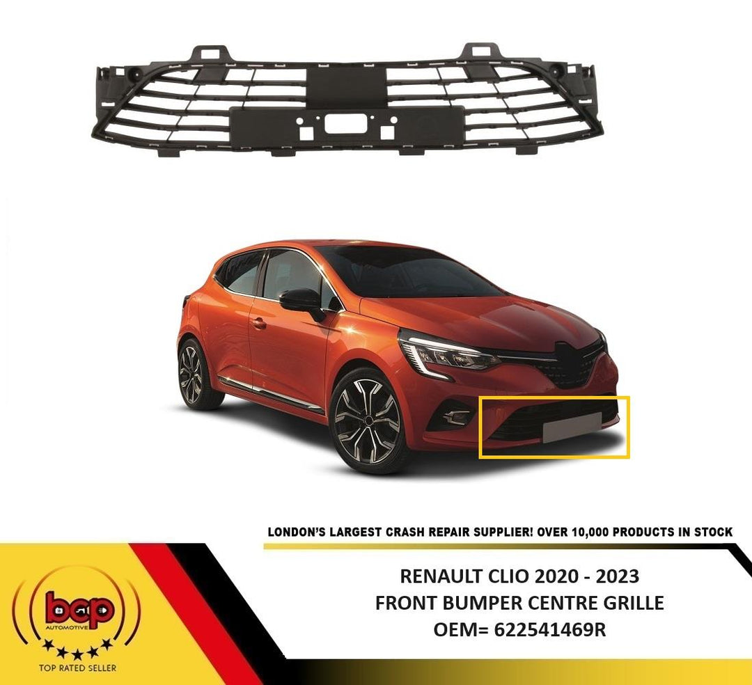 RENAULT CLIO 2020 - 2023 FRONT BUMPER LOWER CENTRE GRILLE 622541469R NO PDC HOLE