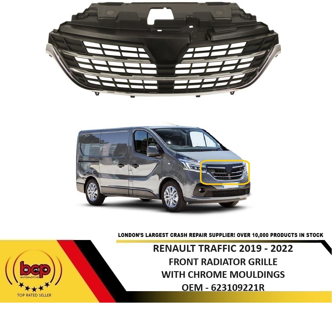 RENAULT TRAFIC 2019 – 2022 FRONT RADIATOR GRILLE BLACK WITH CHROME MOULDINGS