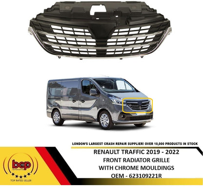 RENAULT TRAFIC 2019 – 2022 FRONT RADIATOR GRILLE BLACK WITH CHROME MOULDINGS