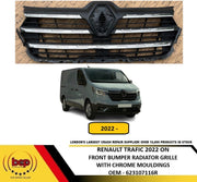 RENAULT TRAFIC 2022 ONWARDS FRONT BUMPER RADIATOR GRILLE WITH CHROME MOULDINGS