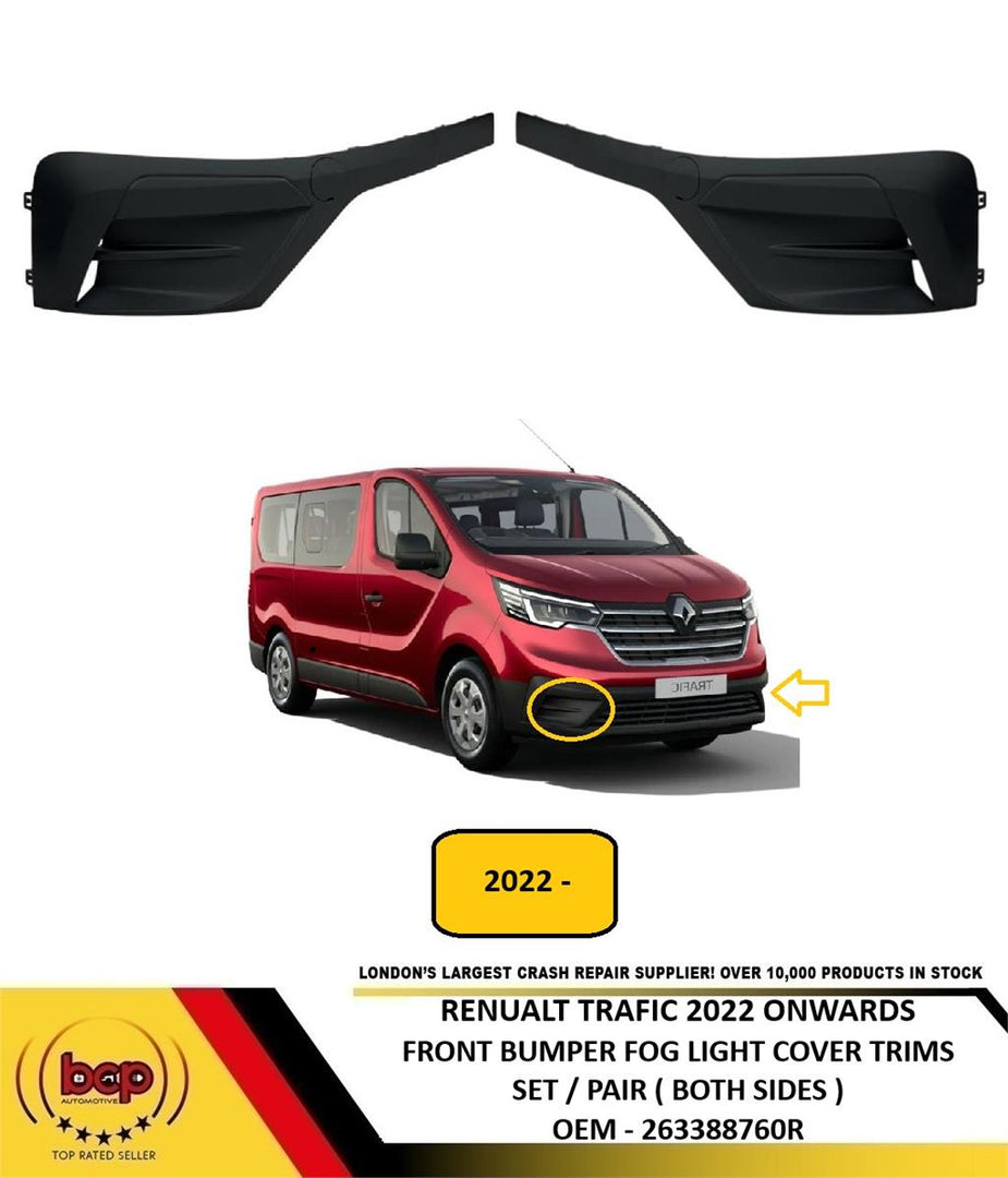 RENAULT TRAFIC 2022 ON FRONT BUMPER FOG LIGHT GRILLE TRIM PAIR LEFT & RIGHT