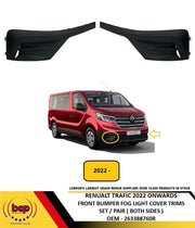 RENAULT TRAFIC 2022 ON FRONT BUMPER FOG LIGHT GRILLE TRIM PAIR LEFT & RIGHT