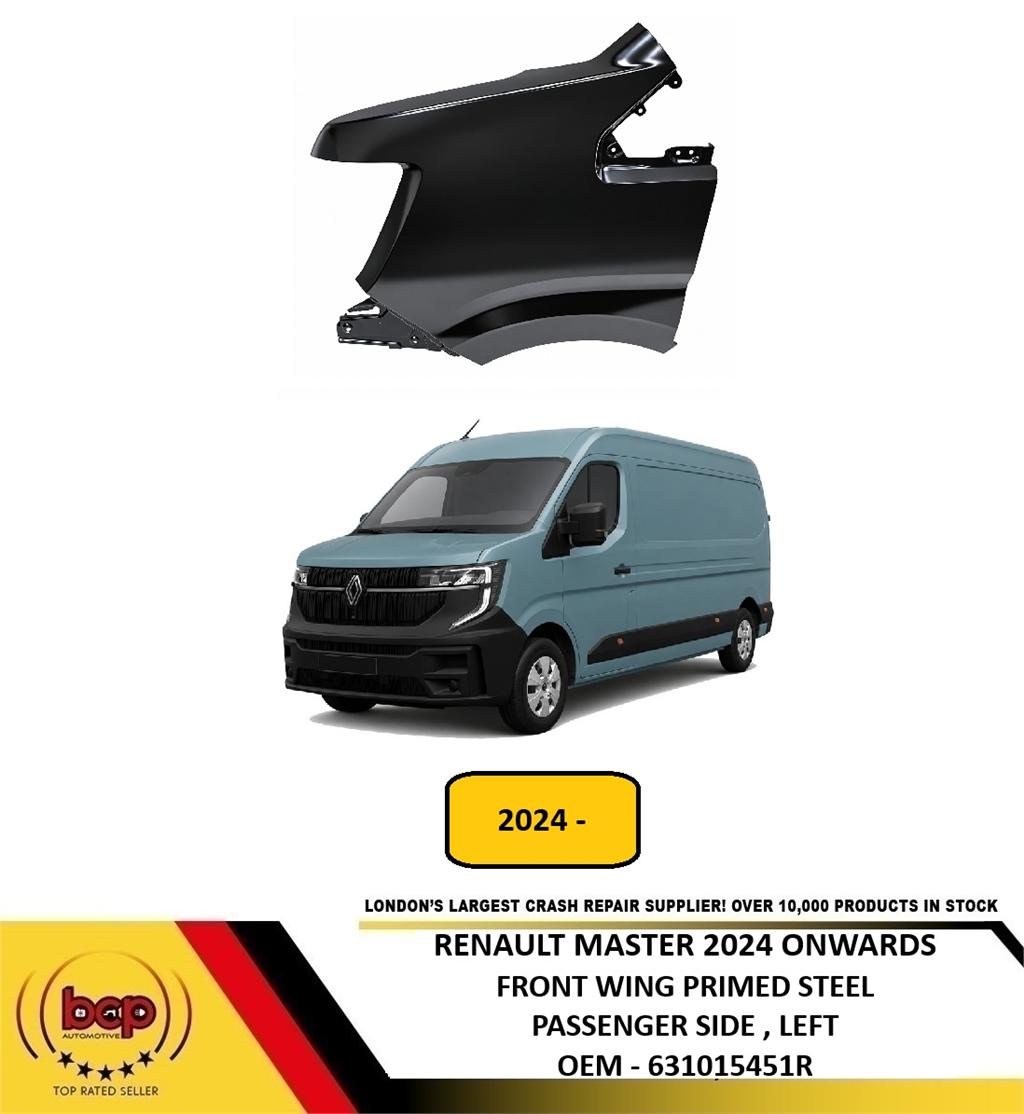 RENAULT MASTER 2024 ONWARDS FRONT WING PRIMED STEEL PASSENGER LEFT 631015451R