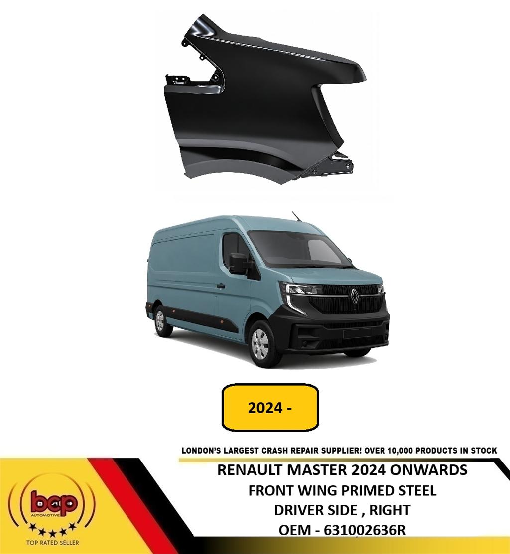 RENAULT MASTER 2024 ONWARDS FRONT WING PRIMED STEEL DRIVER SIDE RIGHT 631002636R