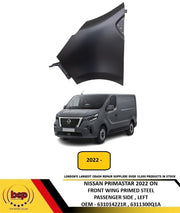 NISSAN PRIMASTAR 2022 ONWARDS FRONT WING FENDER PRIMED STEEL PASSENGER SIDE LEFT