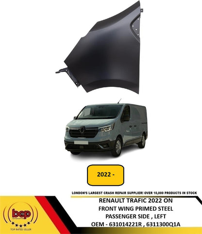 RENAULT TRAFIC 2022 ONWARDS FRONT WING FENDER PRIMED STEEL PASSENGER SIDE LEFT
