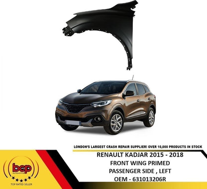 RENAULT KADJAR 2015 - 2018  FRONT WING LEFT PASSENGERS FENDER SIDE PANEL PRIMED