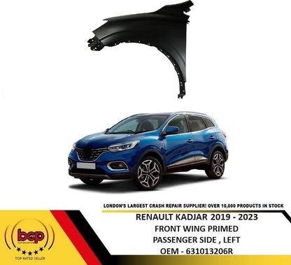 RENAULT KADJAR 2019 - 2023  FRONT WING LEFT PASSENGERS FENDER SIDE PANEL PRIMED