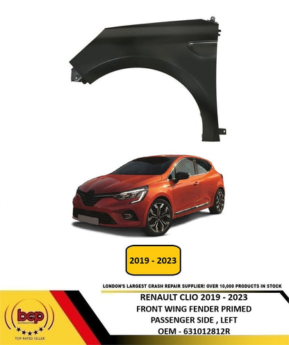 RENAULT CLIO 2019 -2023 FRONT WING FENDER LEFT PASSENGERS SIDE PRIMED 631012812R