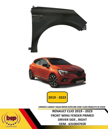 RENAULT CLIO 2019 - 2023 FRONT WING FENDER RIGHT DRIVER SIDE PRIMED 631004765R