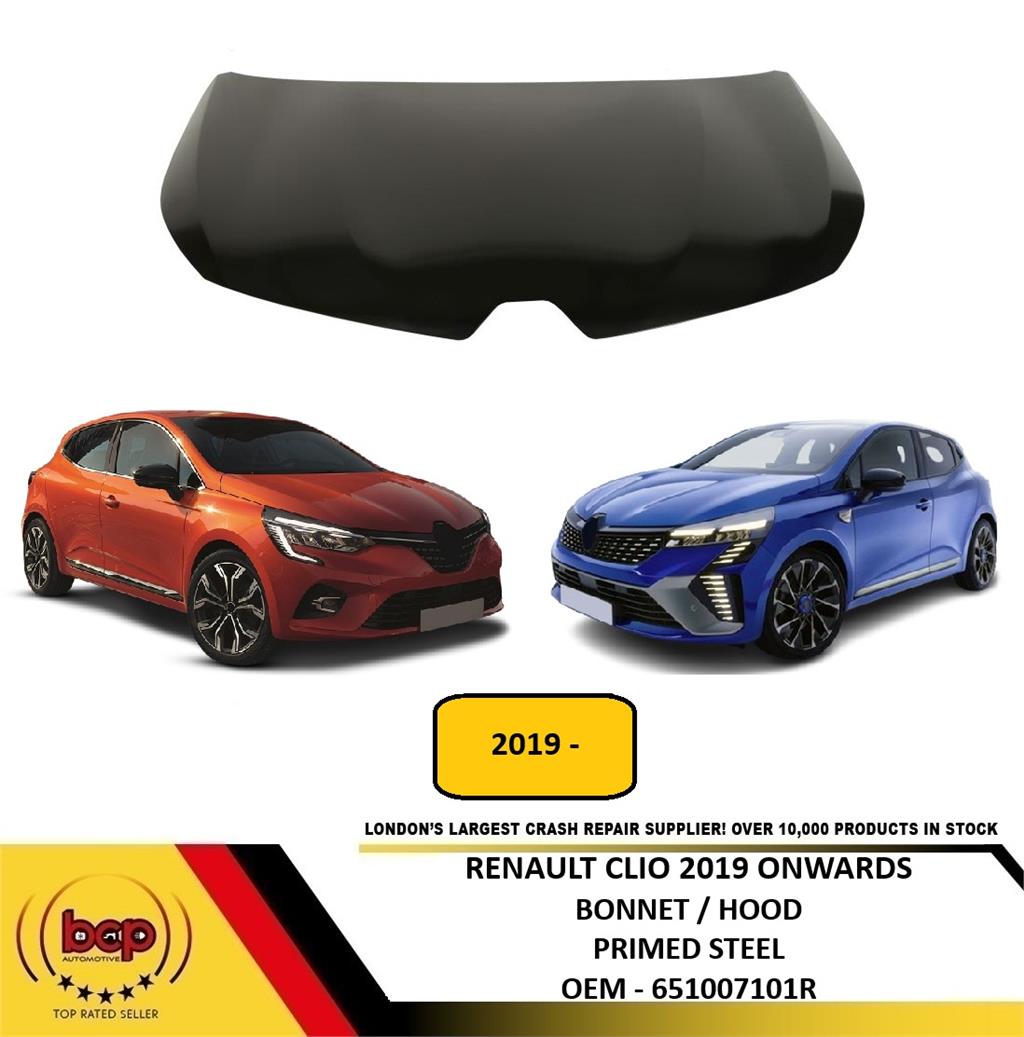 RENAULT CLIO 2019 ONWARDS BONNET HOOD PRIMED STEEL NEW INSURANCE APPROVED
