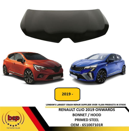 RENAULT CLIO 2019 ONWARDS BONNET HOOD PRIMED STEEL NEW INSURANCE APPROVED