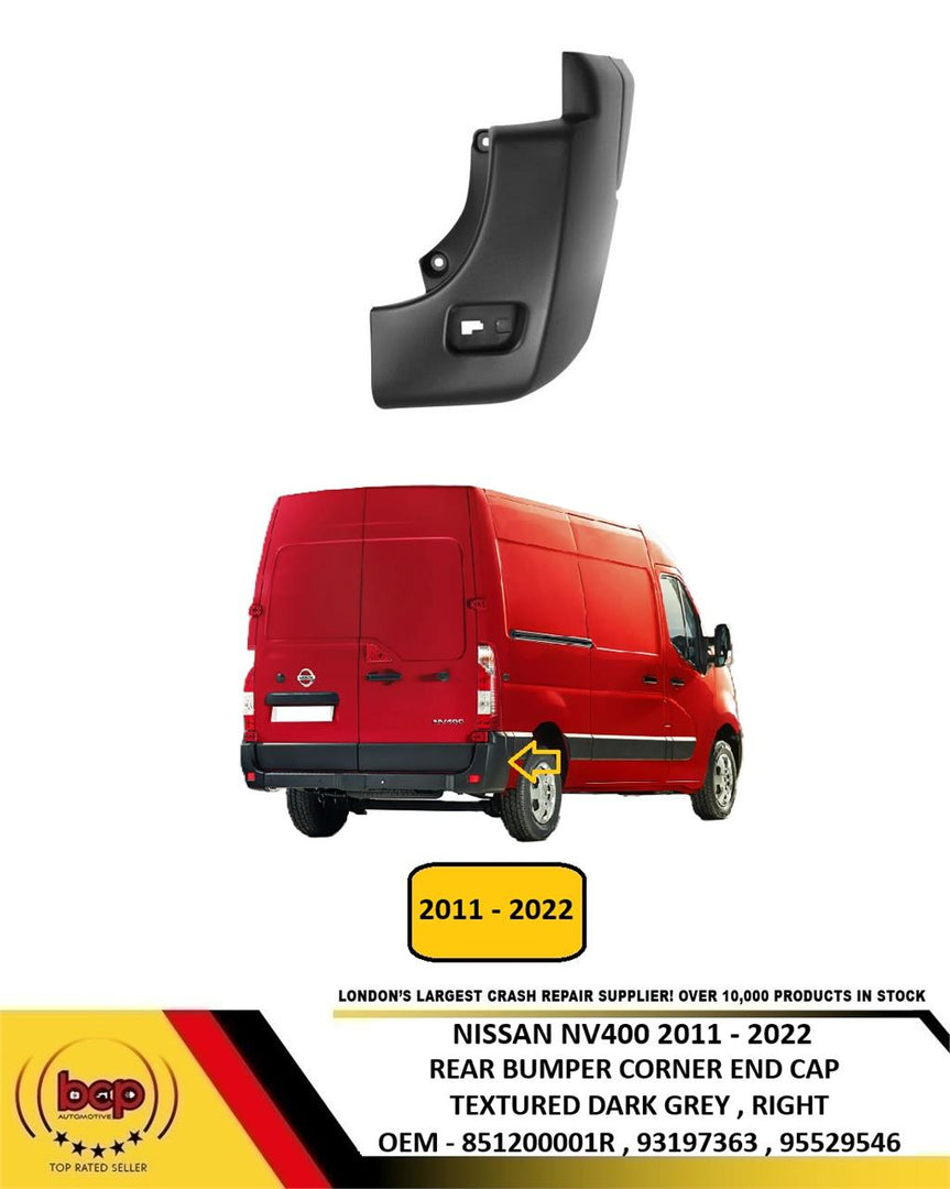 VAUXHALL MOVANO REAR BUMPER  2010 - 2023 CONRER END CAP RIGHT DRIVER SIDE TRIM