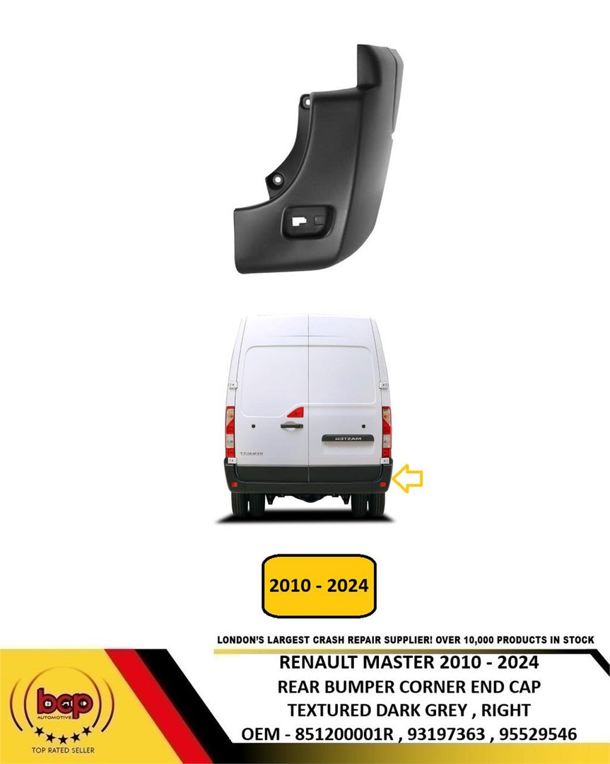 RENAULT MASTER REAR BUMPER 2010 - 2023 CONRER END CAP RIGHT DRIVER SIDE TRIM