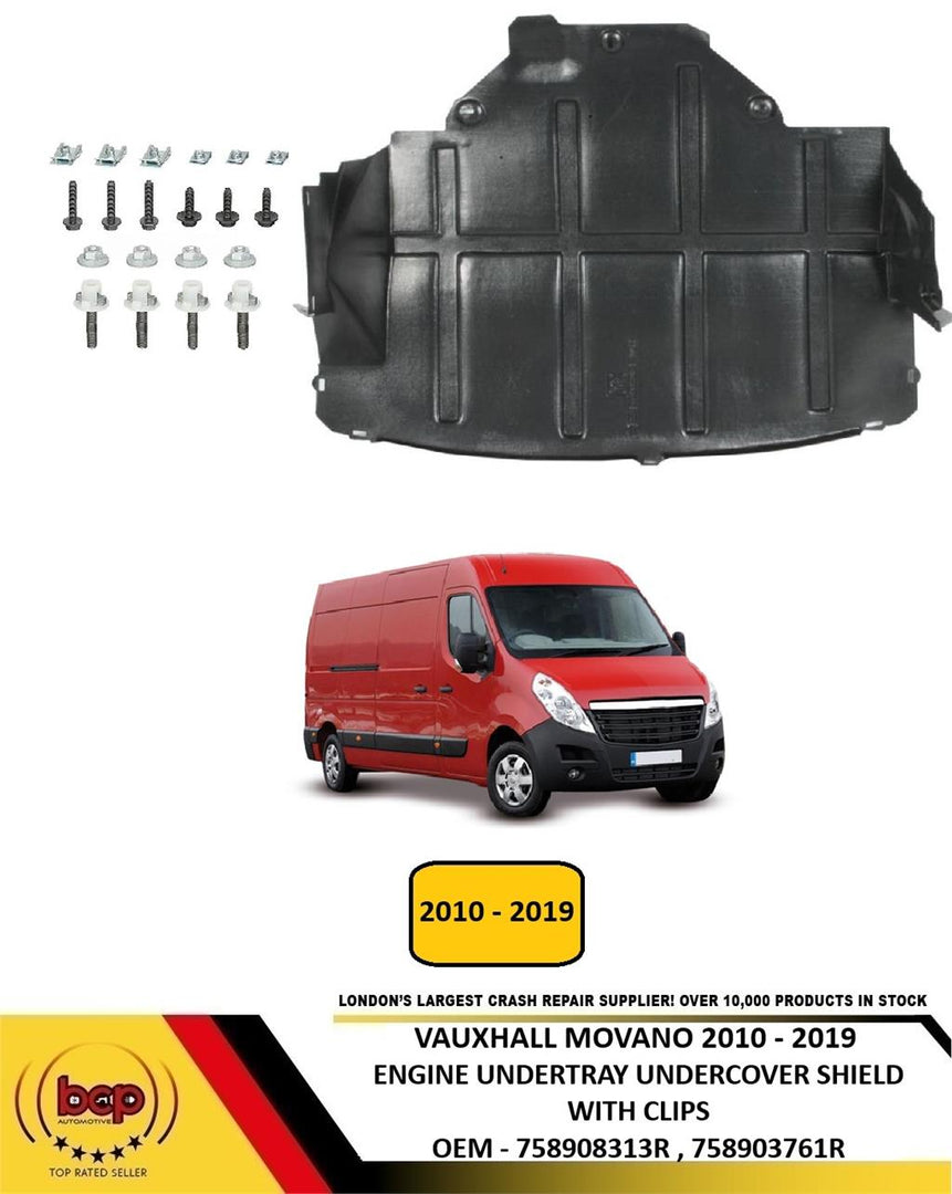 VAUXHALL MOVANO 2010 - 2019 ENGINE UNDERTRAY UNDER COVER SHILED WITH MOUNT CLIPS
