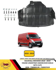 VAUXHALL MOVANO 2010 - 2019 ENGINE UNDERTRAY UNDER COVER SHILED WITH MOUNT CLIPS