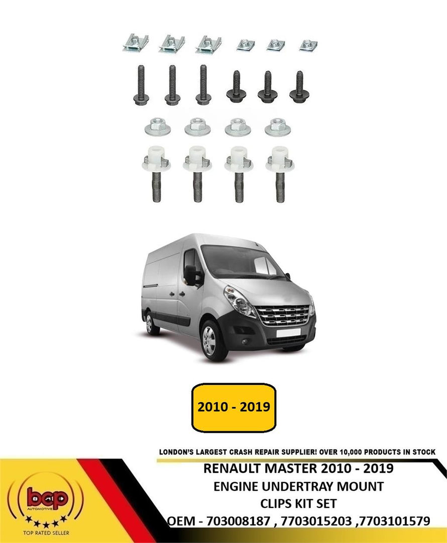 RENAULT MASTER 2010 - 2019 ENGINE UNDERTRAY UNDER COVER SHILED MOUNT CLIPS KIT
