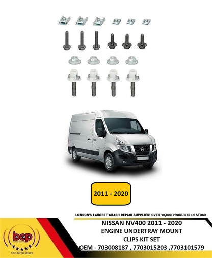 NISSAN NV400 2011 - 2020 ENGINE UNDERTRAY UNDER COVER SHILED MOUNT CLIPS KIT