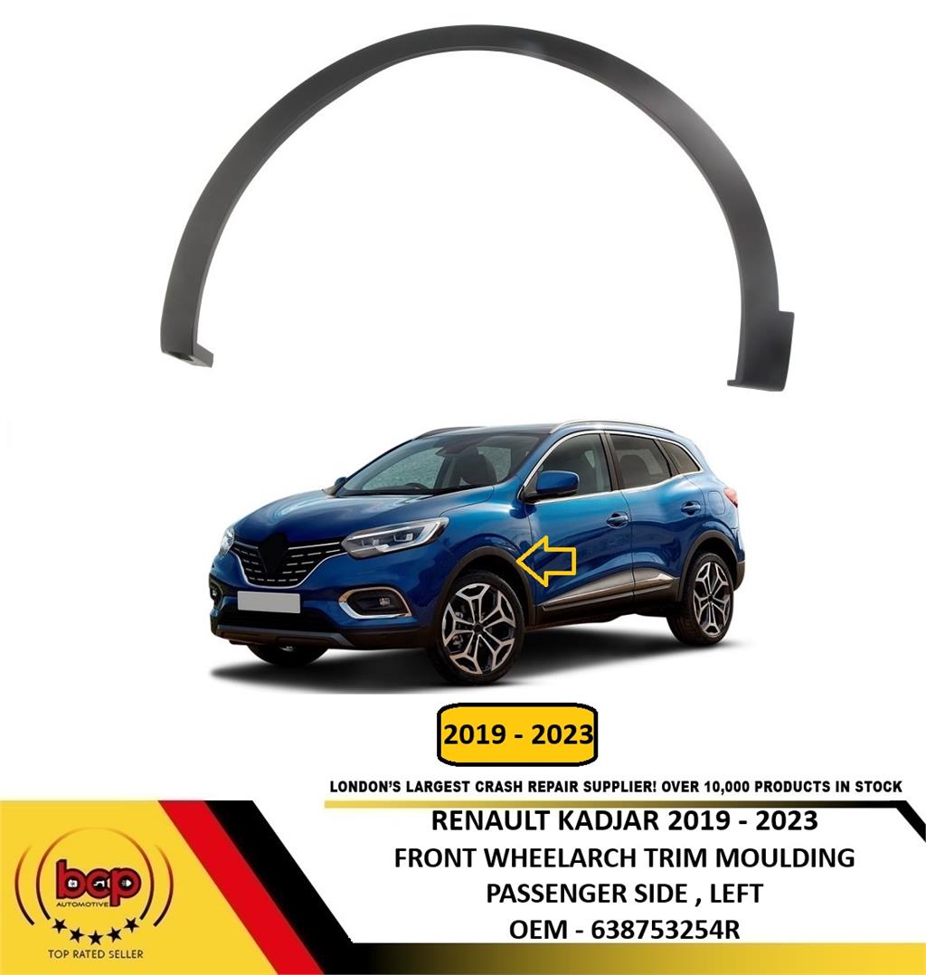 RENAULT KADJAR 2019 - 2023 FRONT WING WHEELARCH MOULDING TRIM BLACK PASSENGERS