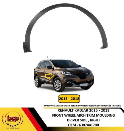 RENAULT KADJAR 2015 - 2018 FRONT WING WHEELARCH MOULDING TRIM BLACK DRIVER RIGHT