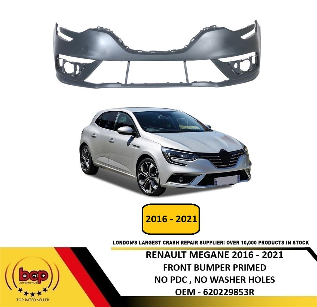 RENAULT MEGANE 2016 - 2021 FRONT BUMPER PRIMED NO PDC HOLES NO WASHER HOLES NEW