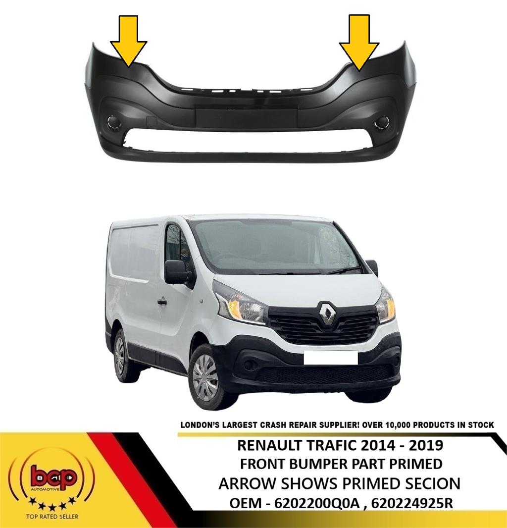 RENAULT TRAFIC 2014 - 2019 FRONT BUMPER PART PRIMED WITHOUT PDC HOLES