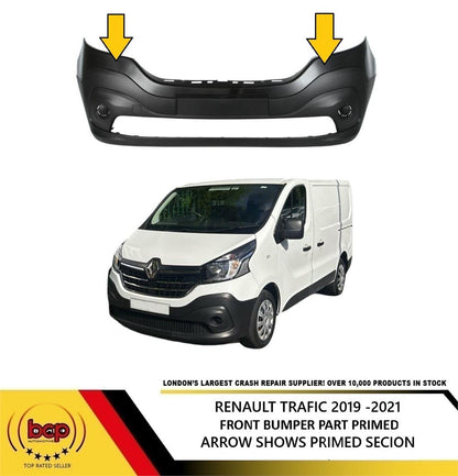 RENAULT TRAFIC 2019 - 2022 FRONT BUMPER PART PRIMED WITHOUT PDC HOLES NEW