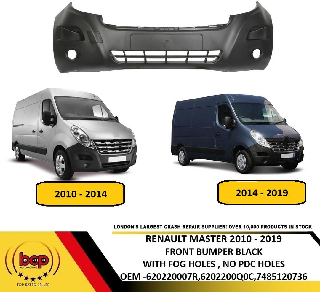 RENAULT MASTER 2010 – 2019 FRONT BUMPER BLACK WITH FOG LIGHT HOLES TEXTURED