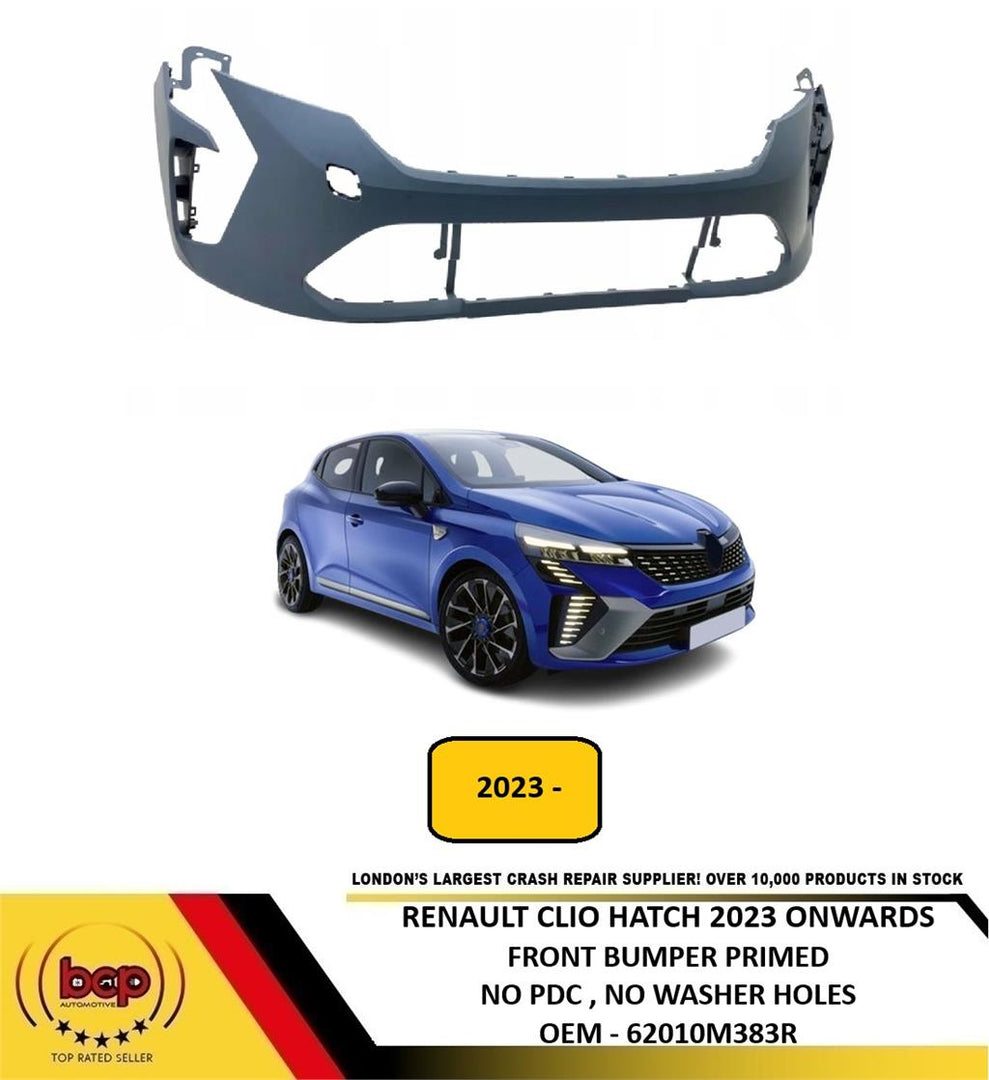 RENAULT CLIO 2023 ONWARDS FRONT BUMPER PRIMED NO PDC NO WASHER HOLES 62010M383R