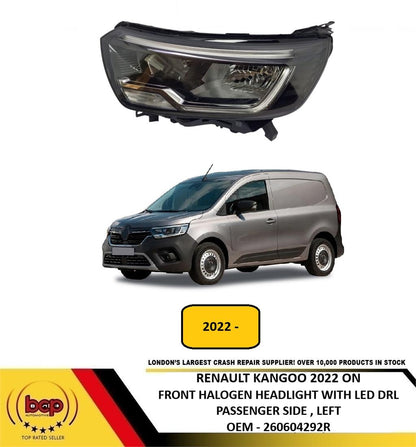 RENAULT KANGOO 2022 ON HALOGEN HEADLIGHT LED DRL PASSENGER SIDE LEFT 260604292R