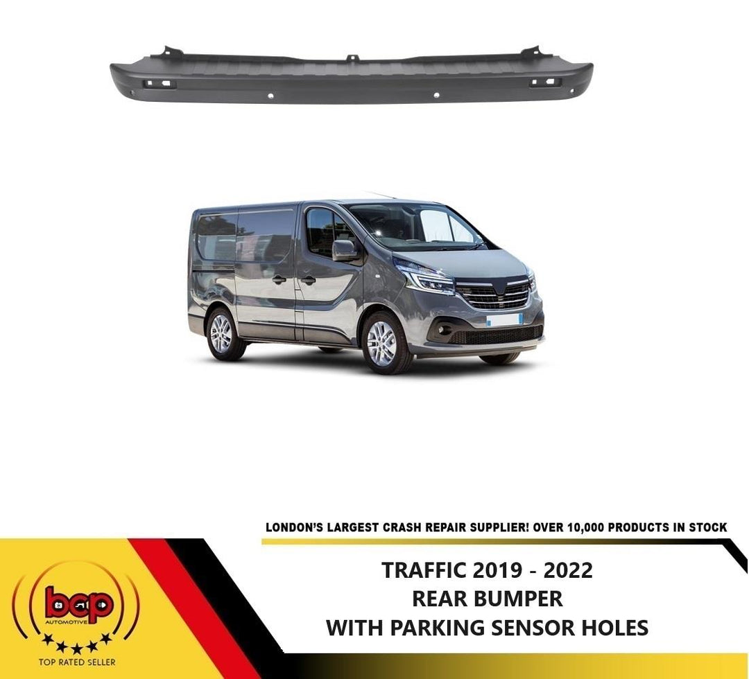 RENAULT TRAFIC 2019 - 2022 REAR BUMPER CENTRE SECTION PRIMED TEXTURED PDC HOLES