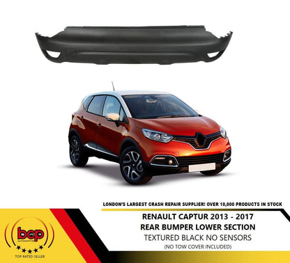 RENAULT CAPTUR 2013 - 2017 REAR BUMPER LOWER TEXTURED BLACK NO PARKING SENSOR