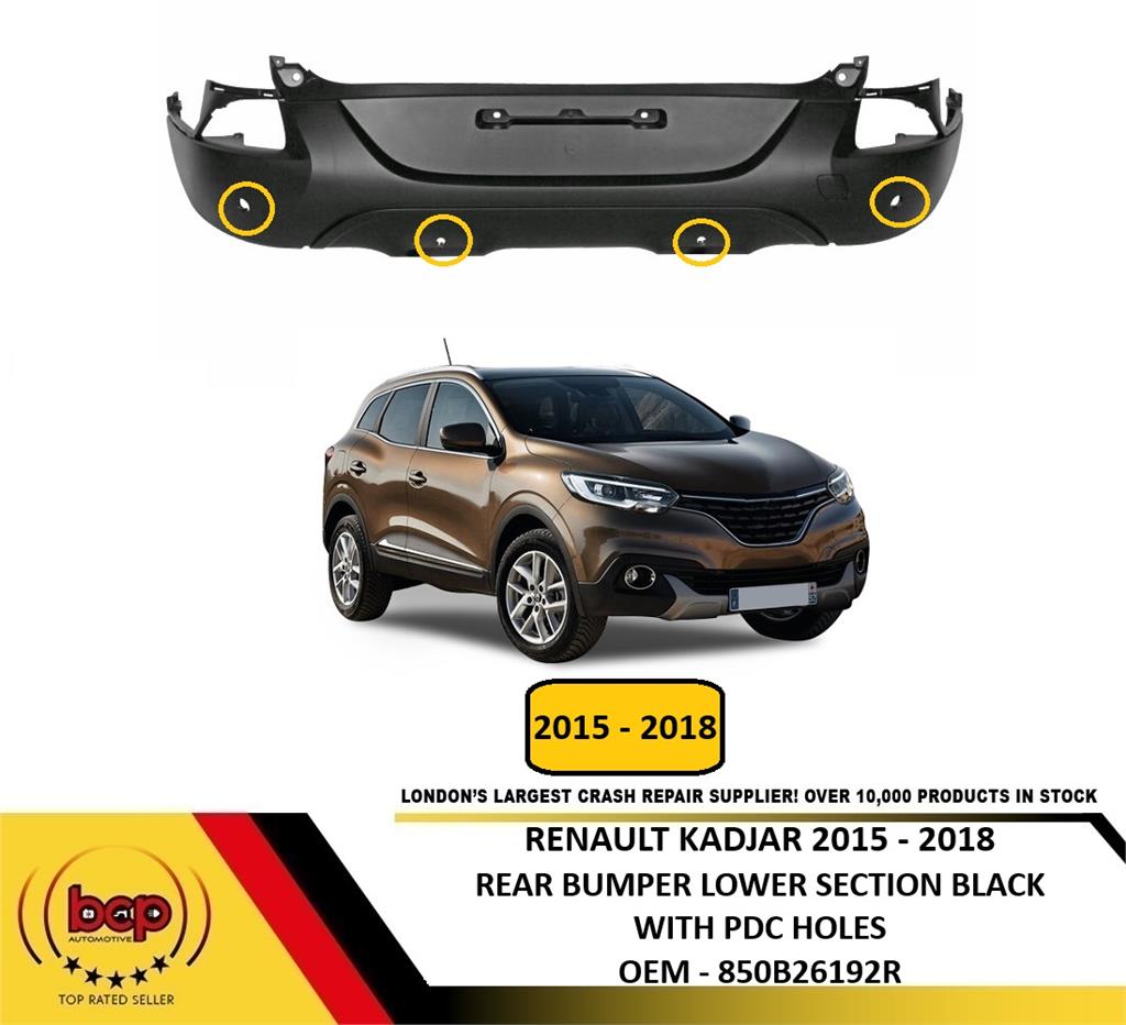 RENAULT KADJAR 2015 – 2018 REAR BUMPER LOWER SECTION BLACK PARKING SENSOR HOLE