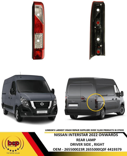 NISSAN INTERSTAR 2022 ONWARDS REAR LIGHT DRIVER SIDE RIGHT NEW OEM QUALITY