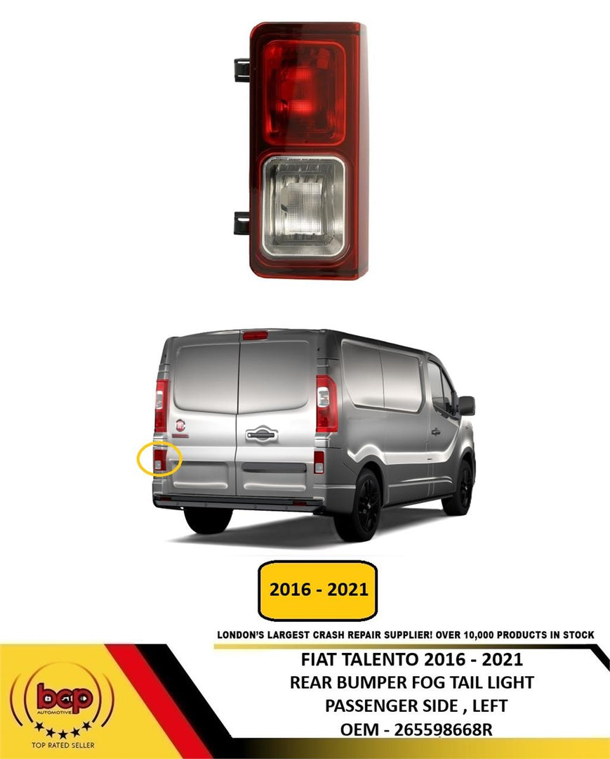 FIAT TALENTO 2016 - 2021 REAR FOG LIGHT TAIL LAMP PASSENGER LEFT IN BUMPER
