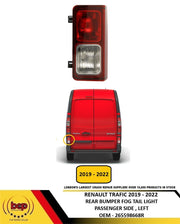 RENAULT TRAFIC 2019 - 2022 REAR FOG LIGHT TAIL LAMP PASSENGER LEFT IN BUMPER