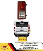 NISSAN NV300 2016 - 2021 REAR FOG LIGHT TAIL LAMP DRIVER SIDE RIGHT IN BUMPER