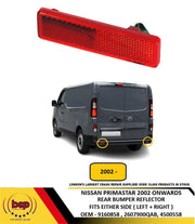 NISSAN PRIMASTAR 2002 ON REAR BUMPER REFLECTOR FITS EITHER SIDE LEFT OR RIGHT