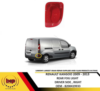 RENAULT KANGOO 2009 - 2022 REAR FOG LIGHT LAMP DRIVER SIDE RIGHT REFLECTOR